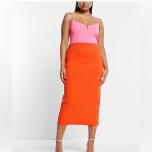 Express Body Contour V-Wire Color Block Midi Sweater Dress [NWT]